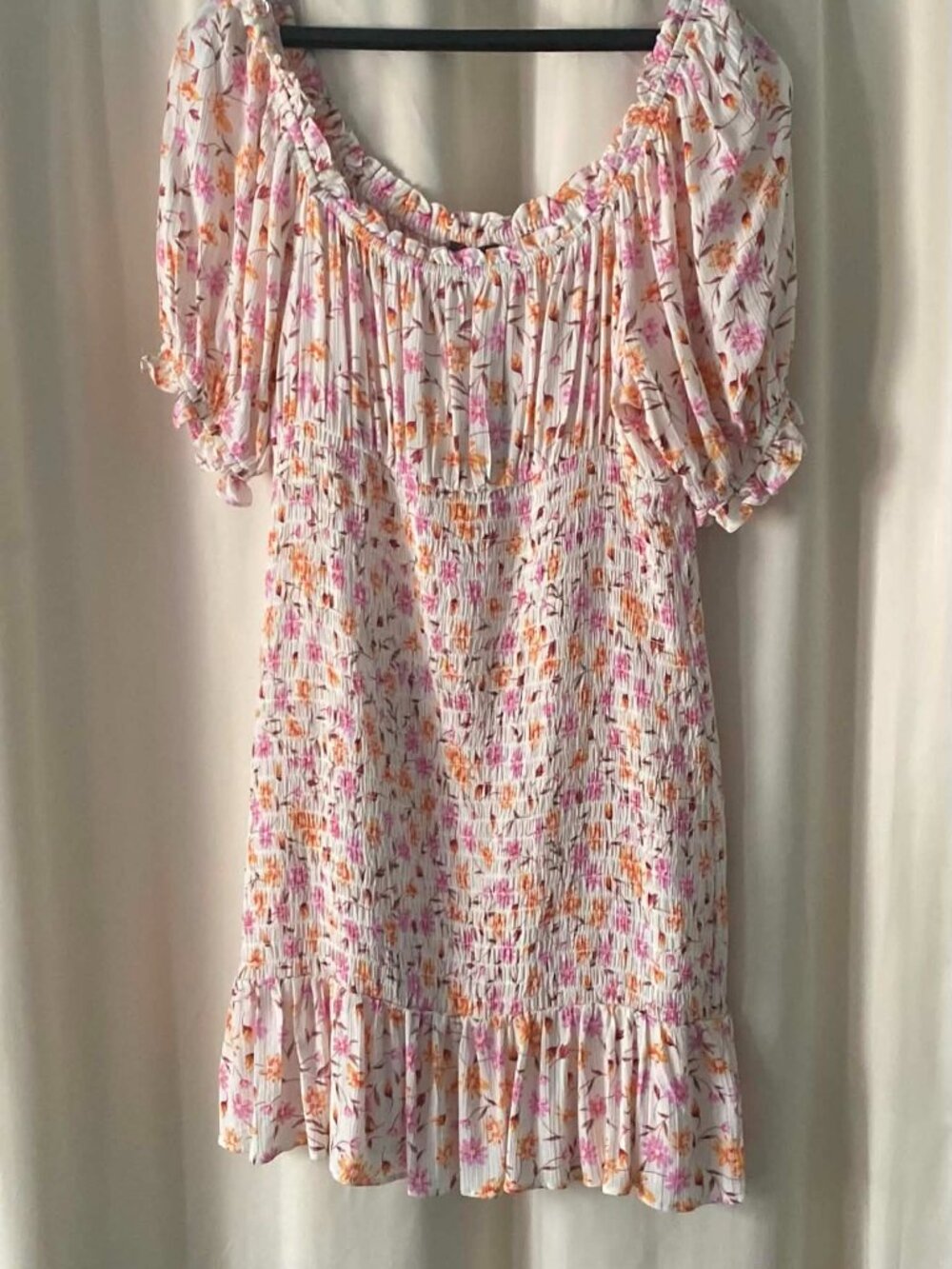 NWT Lily Rose Floral Smocked Mini Dress Women's L (Med) Puff Sleeve Cottagecore